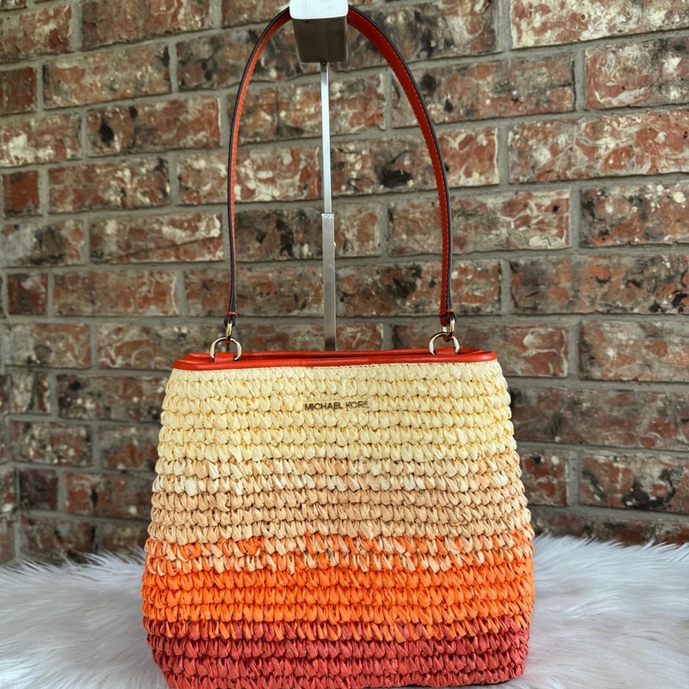 Michael Kors Red and Orange Woven Shoulder Bag